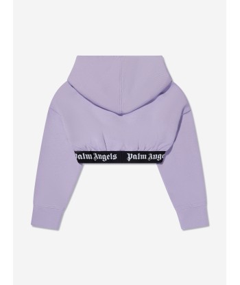 Palm Angels Girls Logo Cropped Hoodie in Lilac sélection de produits