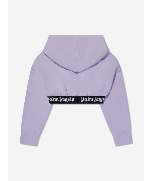 Palm Angels Girls Logo Cropped Hoodie in Lilac sélection de produits