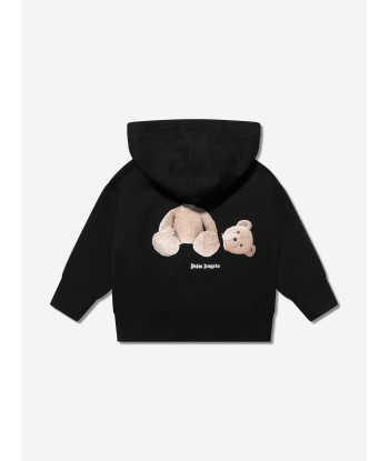 Palm Angels Kids Bear Zip Up Hoodie in Black acheter