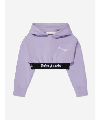 Palm Angels Girls Logo Cropped Hoodie in Lilac sélection de produits