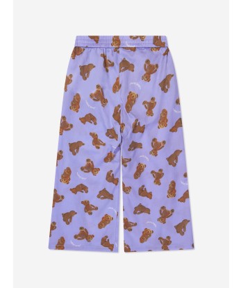 Palm Angels Girls AOP PA Bears Trousers in Lilac solde