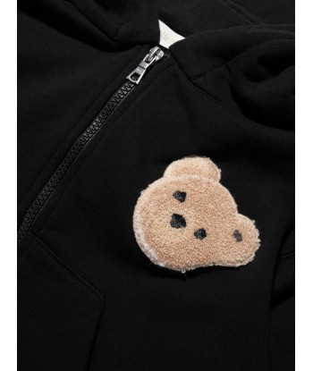 Palm Angels Kids Bear Zip Up Hoodie in Black acheter