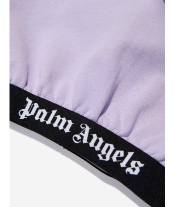 Palm Angels Girls Logo Cropped Hoodie in Lilac sélection de produits