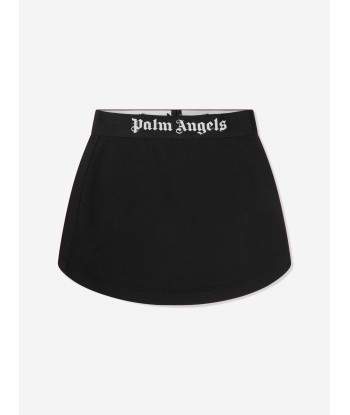 Palm Angels Girls Waistband Logo Sweat Skirt in Black sur le site 