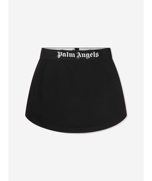 Palm Angels Girls Waistband Logo Sweat Skirt in Black sur le site 