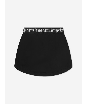 Palm Angels Girls Waistband Logo Sweat Skirt in Black sur le site 