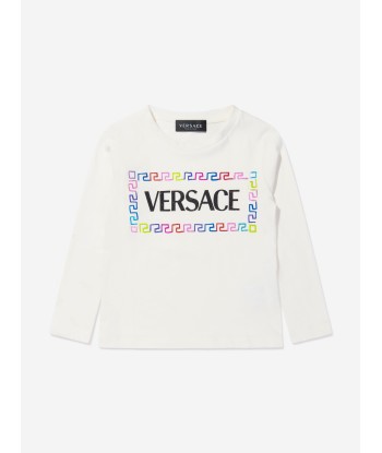 Versace Girls Long Sleeve Box Logo T-Shirt Fin de série