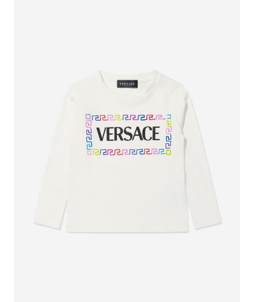 Versace Girls Long Sleeve Box Logo T-Shirt Fin de série