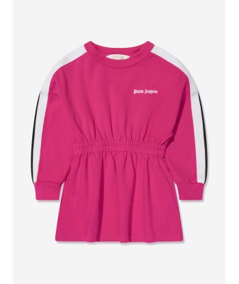 Palm Angels Girls Logo Long Sleeve Track Dress in Pink france