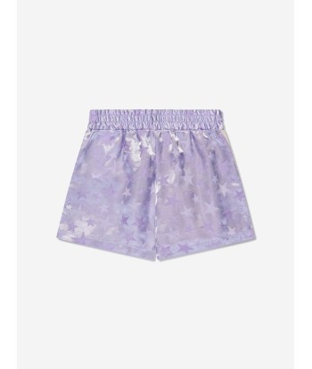 Palm Angels Girls Jacquard PA Stars Track Shorts in Lilac la colonne vertébrale