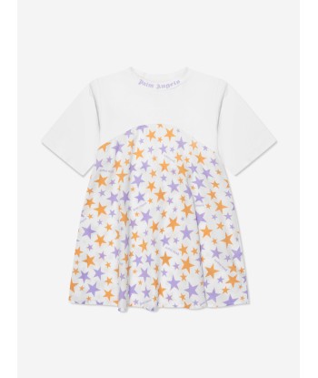 Palm Angels Girls AOP PA Stars T-Shirt Dress in White Amélioration de cerveau avec