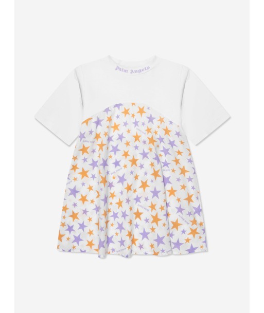 Palm Angels Girls AOP PA Stars T-Shirt Dress in White Amélioration de cerveau avec