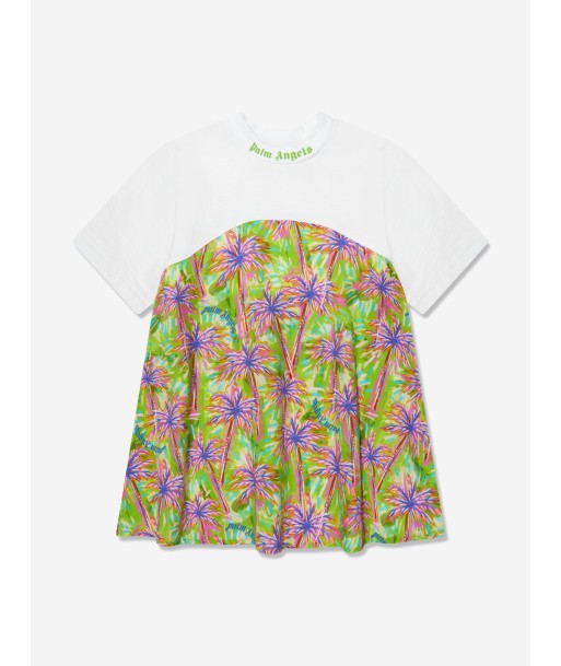 Palm Angels Girls AOP PA Palms T-Shirt Dress in Multicolour est présent 