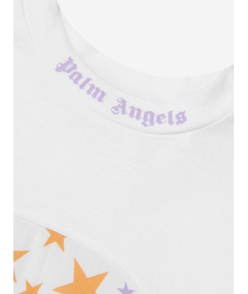 Palm Angels Girls AOP PA Stars T-Shirt Dress in White Amélioration de cerveau avec