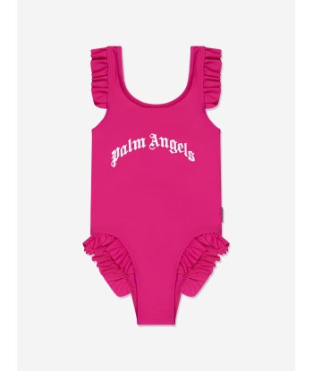 Palm Angels Girls Curved Logo Swimsuit in Pink 2 - 3 jours ouvrés.