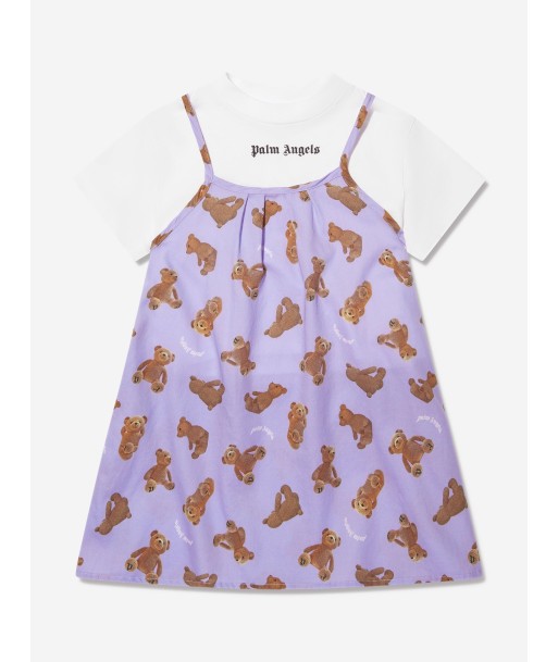 Palm Angels Girls AOP PA Bears Dress in Lilac l'achat 