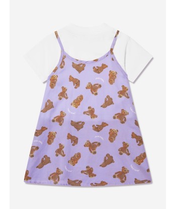 Palm Angels Girls AOP PA Bears Dress in Lilac l'achat 