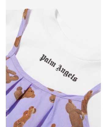 Palm Angels Girls AOP PA Bears Dress in Lilac l'achat 