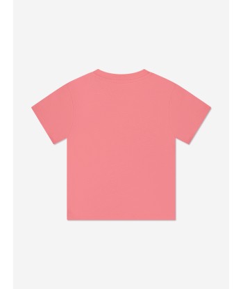 Palm Angels Baby Girls Curved Logo T-Shirt in Coral en ligne