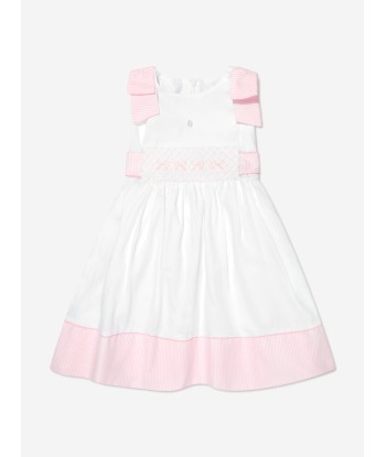 Patachou Girls Sleeveless Smocked Dress in White pas chere