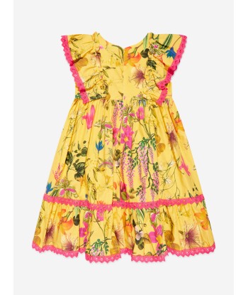 Patachou Girls Sleeveless Botanical Dress in Yellow pas cheres