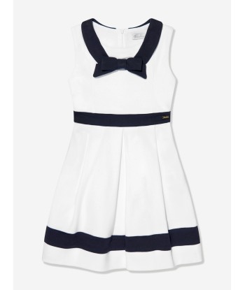 Patachou Girls Sleeveless Bow Dress in White l'évolution des habitudes 