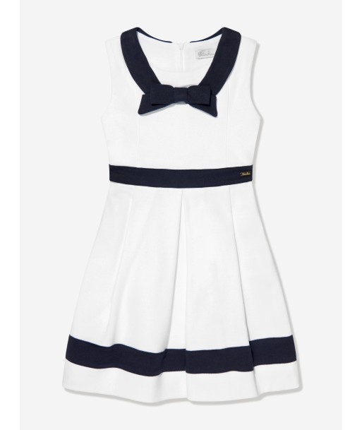 Patachou Girls Sleeveless Bow Dress in White l'évolution des habitudes 