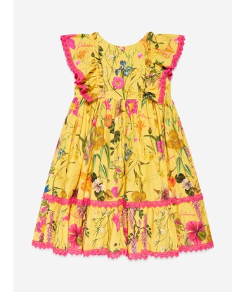 Patachou Girls Sleeveless Botanical Dress in Yellow pas cheres