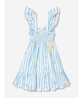 Patachou Girls Striped Air Balloon Dress in Blue la colonne vertébrale