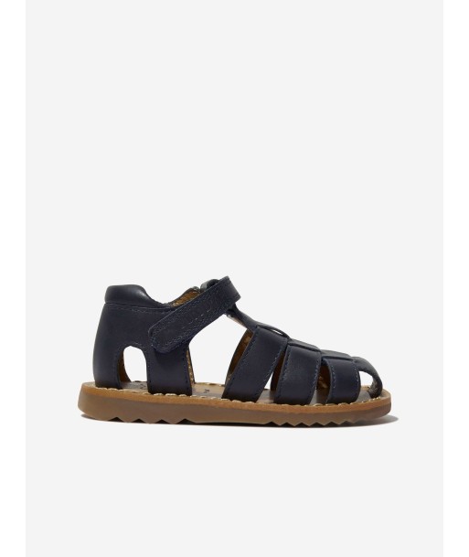 Pom D'Api Kids Leather Waff Papy Sandals in Navy france