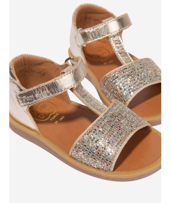 Pom D'Api Girls Poppy Tao Easy Buckle Sandals in Gold le concept de la Pate a emporter 