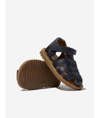 Pom D'Api Kids Leather Waff Papy Sandals in Navy france