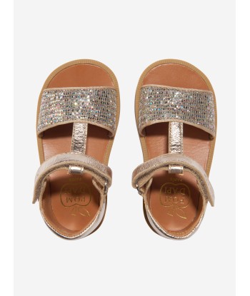 Pom D'Api Girls Poppy Tao Easy Buckle Sandals in Gold le concept de la Pate a emporter 