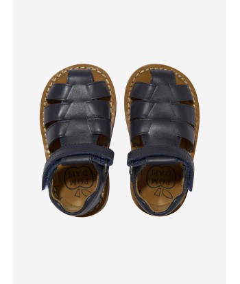 Pom D'Api Kids Leather Waff Papy Sandals in Navy france