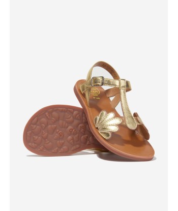 Pom D'Api Girls Leather Plagette Bloom Sandals in Gold Les magasins à Paris et en Île-de-France