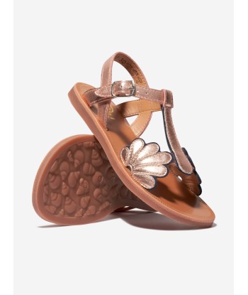 Pom D'Api Girls Leather Plagette Bloom Sandals in Copper Faites des économies