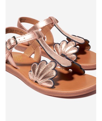 Pom D'Api Girls Leather Plagette Bloom Sandals in Copper Faites des économies