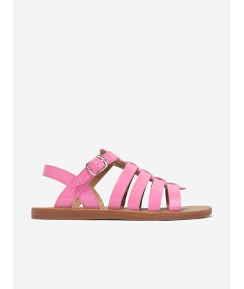 Pom D'Api Girls Leather Plagette Strap Sandals in Pink outlet