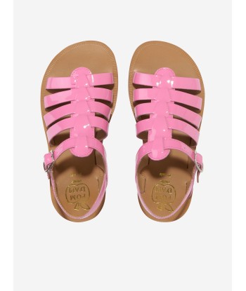 Pom D'Api Girls Leather Plagette Strap Sandals in Pink outlet