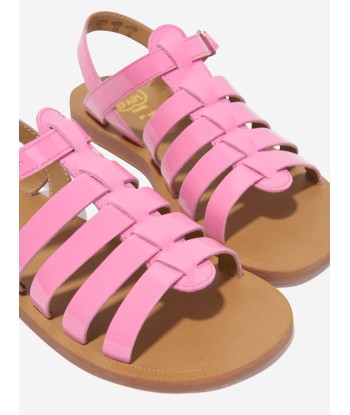 Pom D'Api Girls Leather Plagette Strap Sandals in Pink outlet