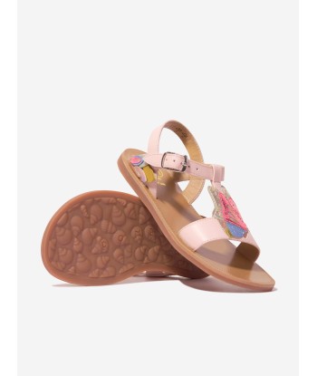 Pom D'Api Girls Leather Plagette Butterfly Sandals in Pink Comparez plus de prix