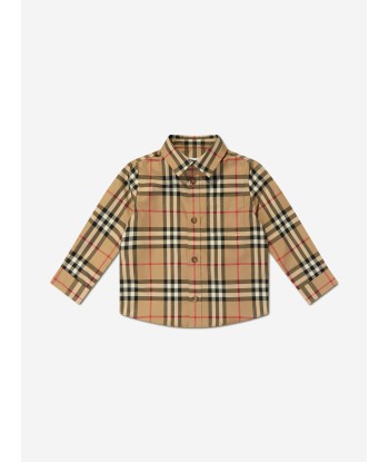 Burberry Baby Boys Owen Long Sleeve Check Shirt in Beige de pas cher