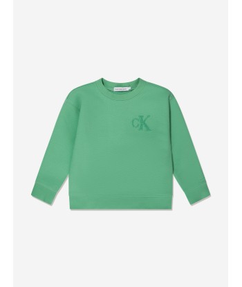 Calvin Klein Boys Interlock Pique Sweatshirt in Green d'Europe débarque