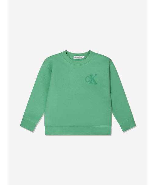 Calvin Klein Boys Interlock Pique Sweatshirt in Green d'Europe débarque