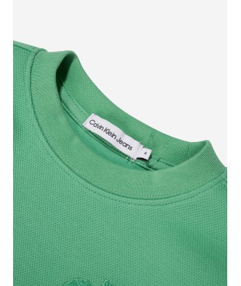 Calvin Klein Boys Interlock Pique Sweatshirt in Green d'Europe débarque