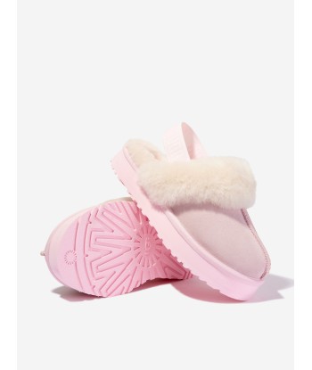 UGG Girls Suede Funkette Slippers in Pink livraison et retour toujours gratuits