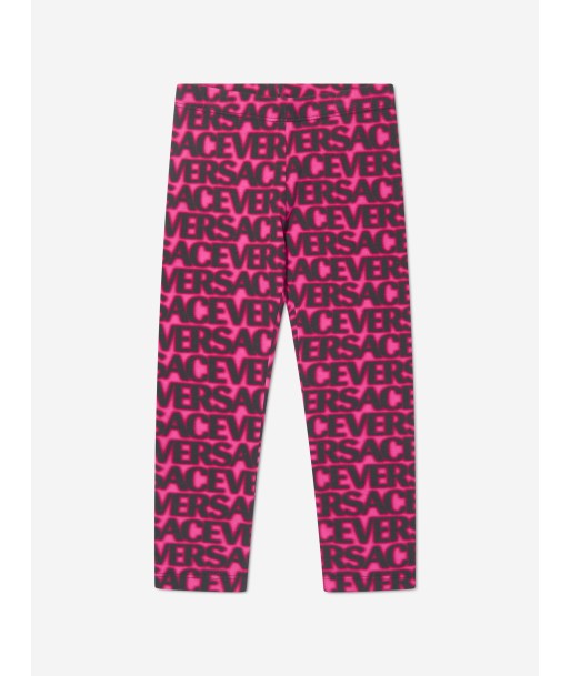 Versace Girls Logo Print Leggings in Pink les muscles