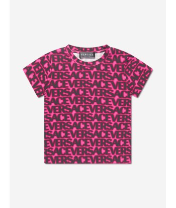 Versace Girls Logo Print T-Shirt in Pink 2024