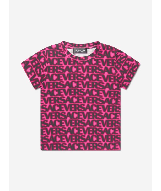 Versace Girls Logo Print T-Shirt in Pink 2024