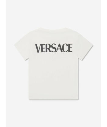 Versace Girls Logo Print T-Shirt in White de pas cher